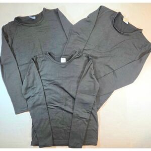 Real Essentials Boys 3 Pack Black Thermal Long Sleeve Tops Size Large Base Layer